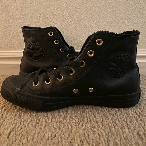 Black Leather Converse - Picture 1 of 5